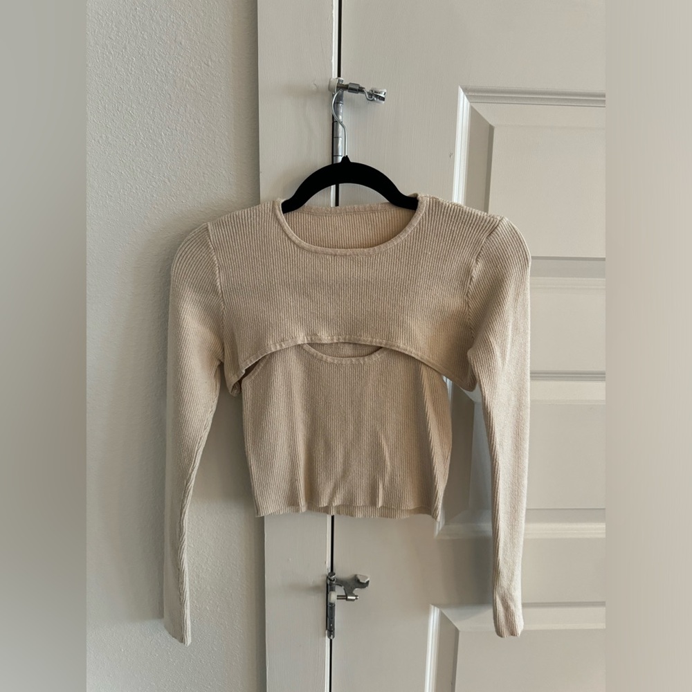 Beige Two Piece Sweater Set